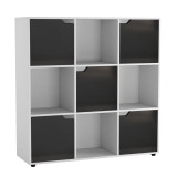 9-Cube Shelving Unit with Wooden Doors