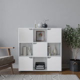 9-Cube Shelving Unit with Wooden Doors