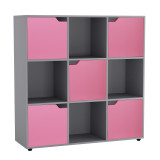 9-Cube Shelving Unit with Wooden Doors