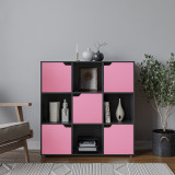 9-Cube Shelving Unit with Wooden Doors