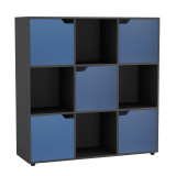9-Cube Shelving Unit with Wooden Doors