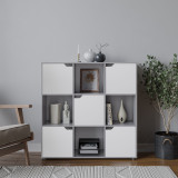 9-Cube Shelving Unit with Wooden Doors