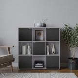 White 9-Cube Shelving Unit with Wooden Doors