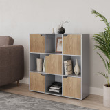 9-Cube Shelving Unit with Wooden Doors