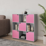 9-Cube Shelving Unit with Wooden Doors