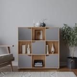 9-Cube Shelving Unit with Wooden Doors