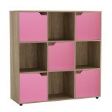 9-Cube Shelving Unit with Wooden Doors