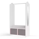 Kids Wooden Clothes Rail Dress Up Wardrobe Storage Mirror