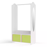 Kids Wooden Clothes Rail Dress Up Wardrobe Storage Mirror