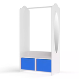 Kids Wooden Clothes Rail Dress Up Wardrobe Storage Mirror