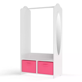 Kids Wooden Clothes Rail Dress Up Wardrobe Storage Mirror