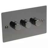 Volex Crabtree Brass Gold 3-Gang Dimmer Light Switch