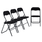 4-Pc Folding Chair Set with Cushioned Velvet Seat and Back