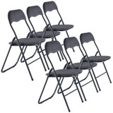 4 & 6 Pc Folding Chair Set with Cushioned Velvet Seat and Back