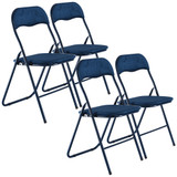 4 & 6 Pc Folding Chair Set with Cushioned Velvet Seat and Back