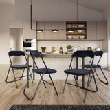 4 & 6 Pc Folding Chair Set with Cushioned Velvet Seat and Back