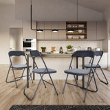 4 & 6 Pc Folding Chair Set with Cushioned Velvet Seat and Back
