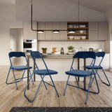 4 & 6 Pc Folding Chair Set with Cushioned Velvet Seat and Back