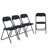 4-Pc Folding Chair Set with Cushioned Ribcord Seat and Back