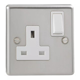 British General Stainless Steel Single 1 Gang Socket 13A With Switch