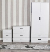 4 Piece Modern Bedroom Set Wardrobe Chest & Bedside Cabinets