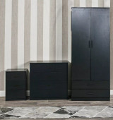 4 Piece Modern Bedroom Set Wardrobe Chest & Bedside Cabinets