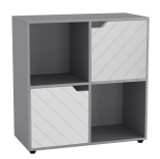 4 -Cube Shelving Unit With Lined Doors - Square