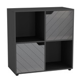 4 -Cube Shelving Unit With Lined Doors - Square