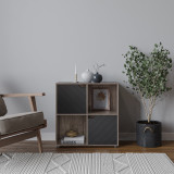 4 -Cube Shelving Unit With Lined Doors - Square