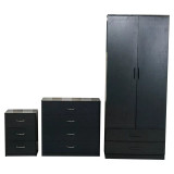 3 Piece Bedroom Furniture Set Wardrobe 4 Drawer Chest Bedside Table