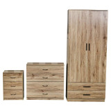 3 Piece Bedroom Furniture Set Wardrobe 4 Drawer Chest Bedside Table
