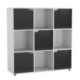 White 9-Cube Shelving Unit With Lined Doors