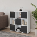 White 9-Cube Shelving Unit With Lined Doors