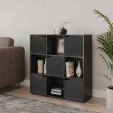 White 9-Cube Shelving Unit With Lined Doors