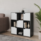 White 9-Cube Shelving Unit With Lined Doors