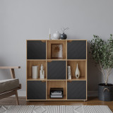 White 9-Cube Shelving Unit With Lined Doors