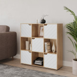 White 9-Cube Shelving Unit With Lined Doors