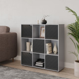 White 9-Cube Shelving Unit With Lined Doors