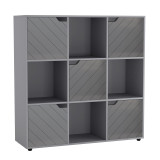 White 9-Cube Shelving Unit With Lined Doors