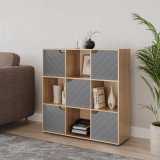 White 9-Cube Shelving Unit With Lined Doors
