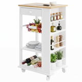 White Bamboo Kitchen Trolley Storage Cart