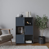 6-Cube Shelving Unit With Doors and Metal Handles