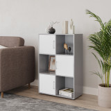 6-Cube Shelving Unit With Doors and Metal Handles