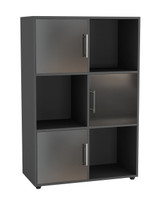 6-Cube Shelving Unit With Doors and Metal Handles
