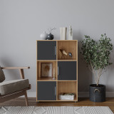 6-Cube Shelving Unit With Doors and Metal Handles