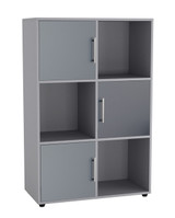 6-Cube Shelving Unit With Doors and Metal Handles