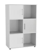 6-Cube Shelving Unit With Doors and Metal Handles
