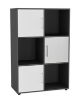 6-Cube Shelving Unit With Doors and Metal Handles