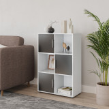 6-Cube Shelving Unit With Doors and Metal Handles