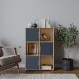 6-Cube Shelving Unit With Doors and Metal Handles